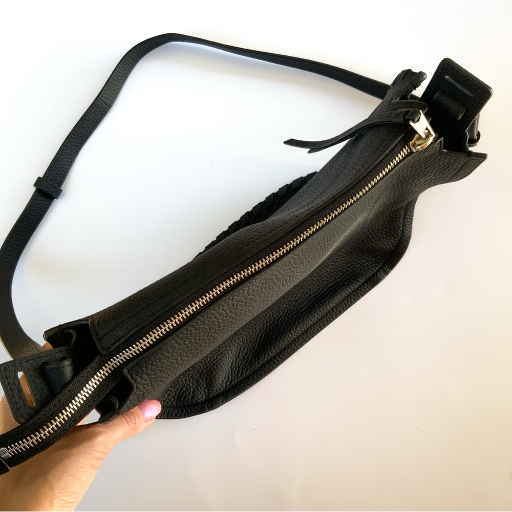 Allsaints Black Leather Crossbody Hobo Bag - Picture 3 of 11